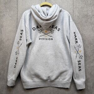 Dark Seas Division Hoodie Surf Skate Graphic Gray Pullover Medium